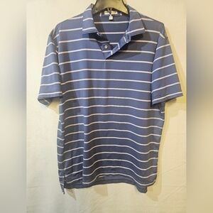 Peter Millar Men's Blue Striped Golf Polo Shirt